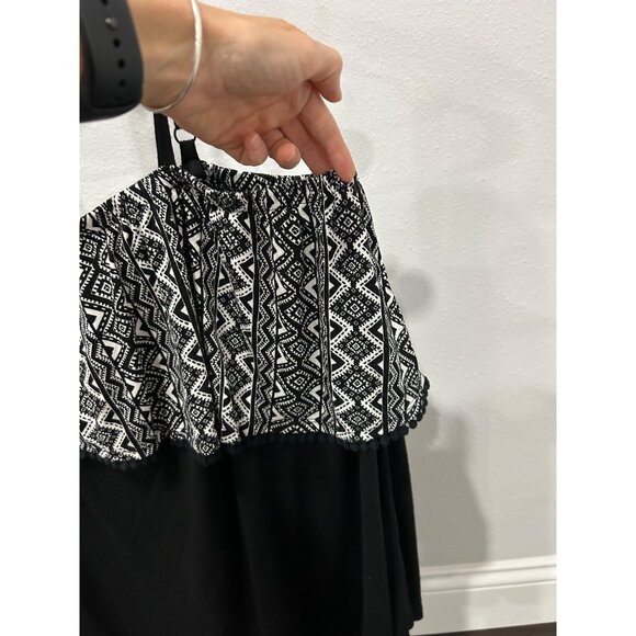 Time And Tru One-Shoulder Black White Ruffle Dress Sz XL - Picture 4 of 8